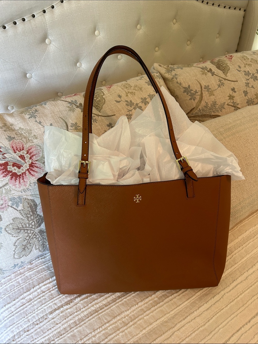Tory Burch Brown Leather Tote Laptop Bag